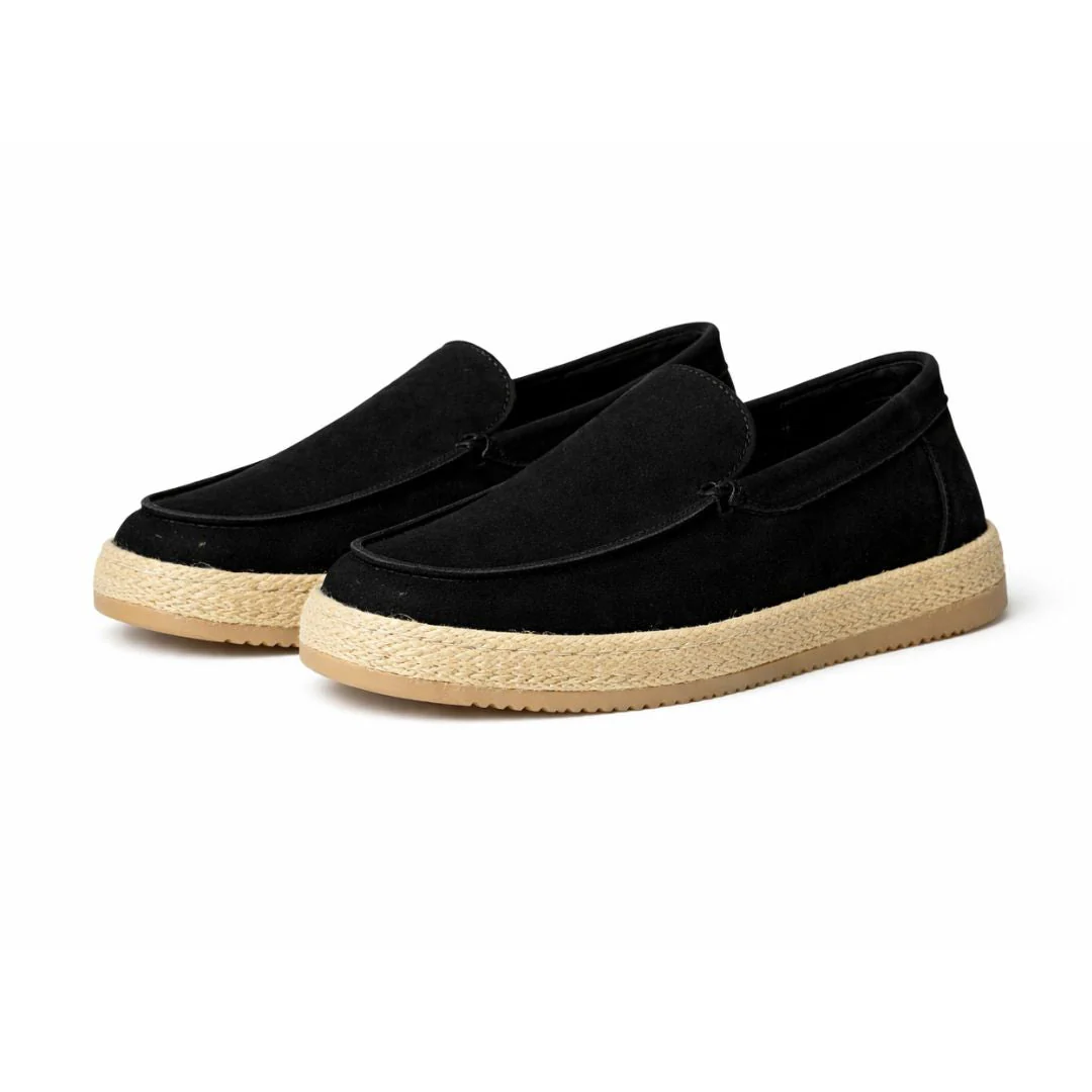 Zara Leather And Jute Loafers Sneakers Men 2639/520-BLK