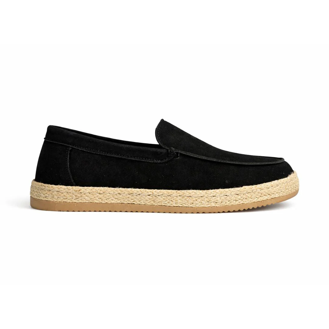 Zara Leather And Jute Loafers Sneakers Men 2639/520-BLK - Image 2